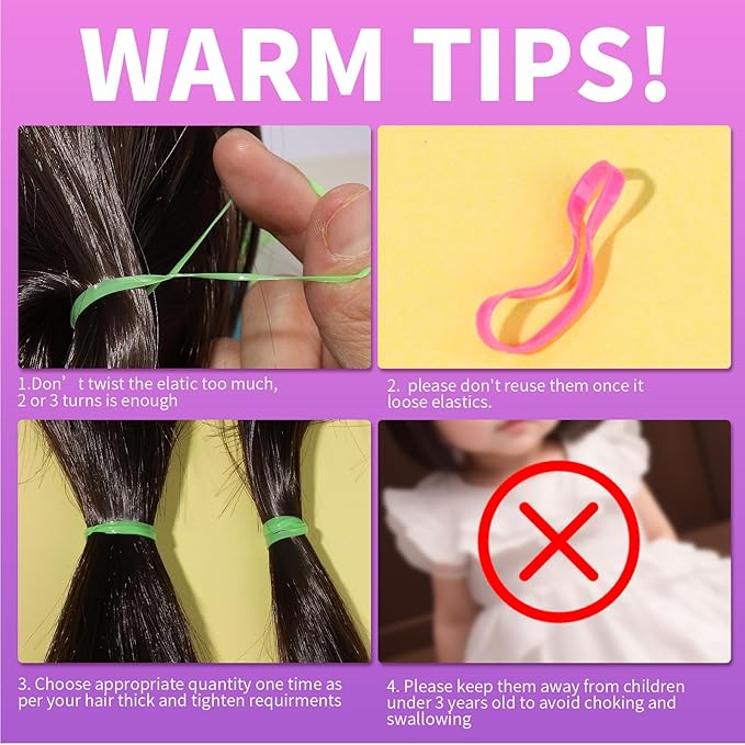 Teenitor Elastic Hair Bands, Small Hair Elastics, 2000pcs Multi Color Hair Ties, Hair Holder Elastic Rubber Bands for Girls, 11 Colors