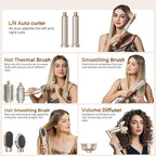 Ukliss 8 in 1 Hair Dryer Brush & Multi Hot Air Styler–Foldable 110,000 RPM Blow Dryer Brush Tool Set with Diffuser Auto-Wrap Curler for Fast Drying Curling Straightening Hair Daily Styling