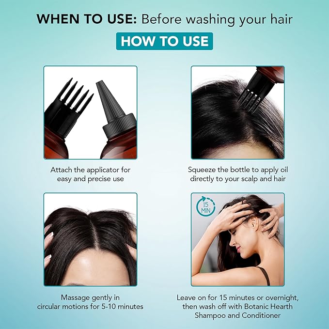 Botanic Hearth Hair Oil for Hair Growth | Strengthening Dry, Frizzy, Damaged Hair & Scalp Treatment | No Parabens or Harmful Sulfates | All Hair Types | Argan & Biotin Hair Oil - 6.7 Fl Oz