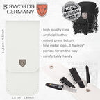 3 Swords Germany - Brand Quality 4 Piece Manicure Pedicure Grooming kit Set for Professional Finger & Toe Nail Care Tweezers File Clipper Fashion Leather case in Gift Box, Made by 3 Swords (02563)