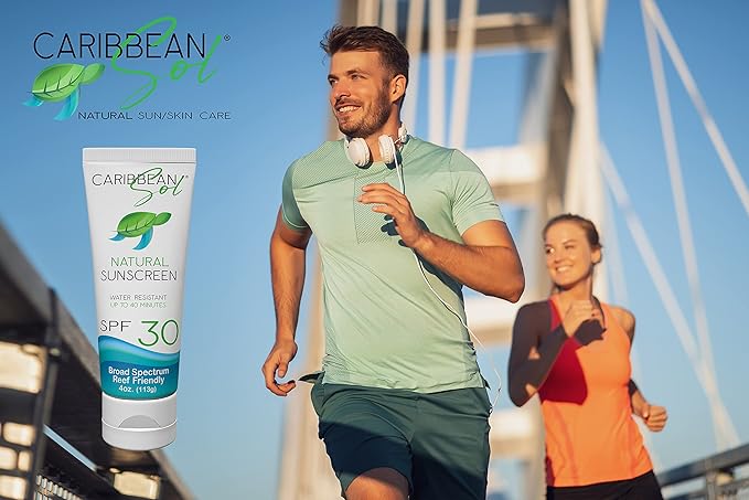 Caribbean Sol Natural Sunscreen SPF30, 4oz - Mineral, Coral Reef Safe Sunscreen Lotion for Body, Non-Nano Zinc Oxide Sunblock, Oxybenzone Free Sun Care, Minimal White Cast, For All Ages and Skin Types