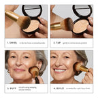 LAURA GELLER Full Face Powder Makeup Brush with Wooden Handle in Midnight Black – Foundation, Setting Powder, Blush, Bronzer, Highlighter and Luminizers – Sheer, Even Application and Blending Makeup