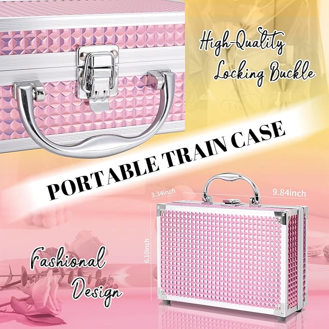 Beginner Makeup Kit for Teen,Makeup Set for Girl Women,Beginner Makeup Kit with Cosmetic Train Case Included 32 Colors Eyeshadow Blush Contour Lip Liner Lip Gloss Eyeliner Brush Set Mirror