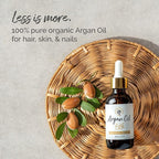 Argan Cosmetics 100% Pure Organic Moroccan Argan Oil for Hair, Skin, Nails, Cuticles, Face & Beards - Cold Pressed, Unscented - Filtered Through Cotton & Charcoal - All Natural Moisturizer - 2 Fl Oz