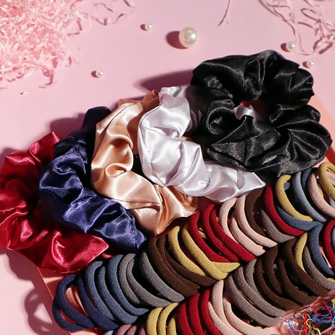 YANRONG 1159PCS Hair Accessories for Woman Set Seamless Ponytail Holders Variety Hair Scrunchies Hair Bands Scrunchy Hair Ties For Thick and Curly (Deep Colour)