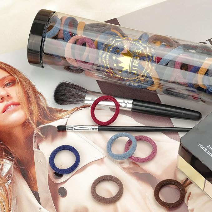 100PCS Seamless Thick Hair Bands - Elastic Ponytail Holders, No-Crease Cotton Ties for Women, Kids and Toddler Girls Hair Ties (set 3)