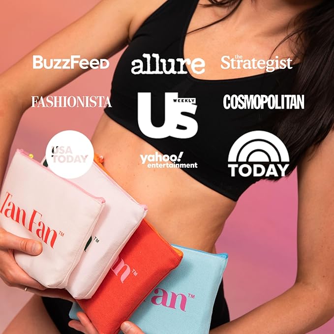 Self Tan Drying Powder Kit – Eliminates Sticky Self Tanner Feel – 100% Vegan Natural Talc-Free Light – Sets Sunless Tanner for Smooth Silky Skin w Brush & Pouch – USA Made (Coconut 3oz Setting Powder)