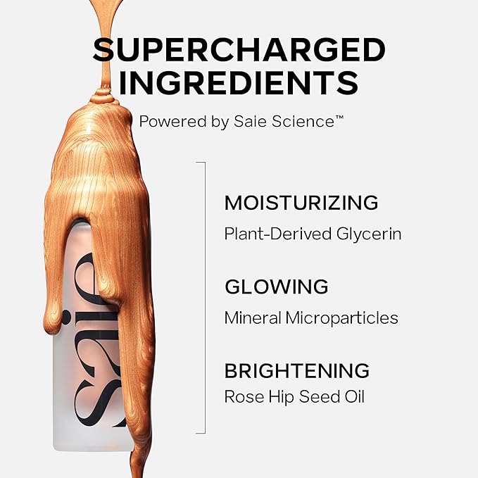 Saie Glowy Super Gel - Hydrating Makeup Primer and Illuminating Glow Serum Enriched with Vitamin C and Squalane Oil - All-Over Liquid Highlighter Makeup for Instant Glass Skin - Starglow (1 oz)