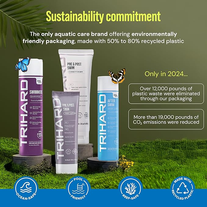 TRIHARD Chlorine Removal Body Wash, Protects and Hydrates Sensitive Skin from Pool and Ocean, Pool Essentials for Post Swim Chlorine Skin Protection