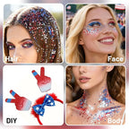 DAGEDA Red White and Blue Body Glitter Stick, Sparkly Face Glitter Makeup, 4th of July Outfits Accessories for Women, Shimmer Face Paint Stick, Fourth of July Independence Day Costumes Accessories