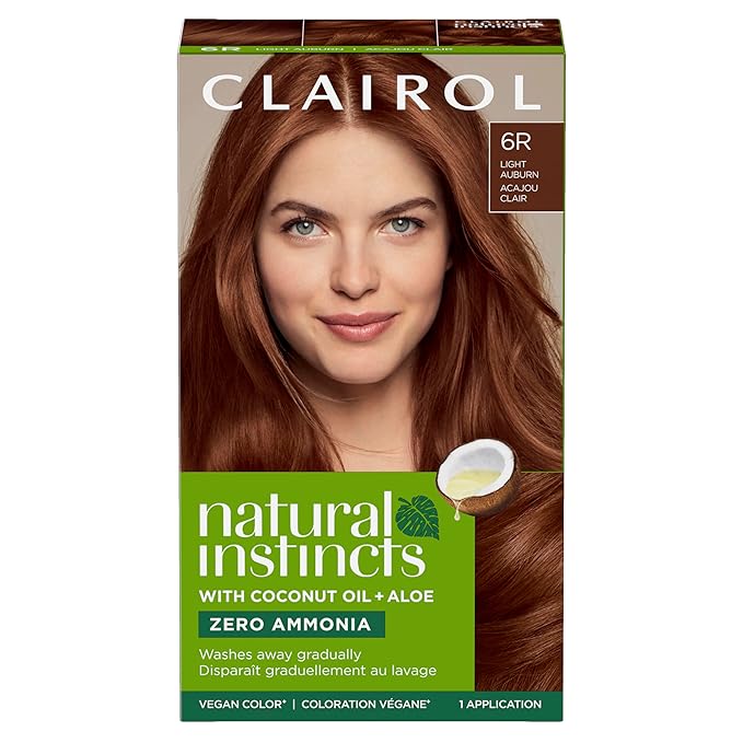 Clairol Natural Instincts Demi-Permanent Hair Dye, 6R Light Auburn Hair Color, Pack of 1