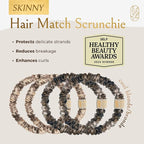 Authentic Mulberry Silk Skinny Hair Match Scrunchies for Women, Anti Breakage Hairties for Curly Thick & Thin Hair, 100% Silk for Buns, Sleep & Ponytail, Cool Blonde/Bronde (4 Pack)