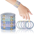 Hair Ties No Damage - 10PCS Ponytail Holders - Elastic Hair Ties for Thick Hair - Braided Hair Bands for Women Girls's Hair - Blue Sky