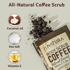 Natura Spa Coffee Body Scrub with Coconut Oil & Vitamin E – Natural Exfoliator for Smooth, Glowing Skin – Reduces Cellulite, Boosts Circulation & Improves Elasticity – Face, Body & Foot, 200g