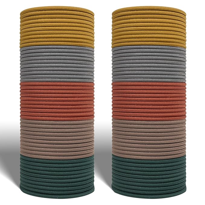 100Pcs Multi-Color Hair Ties For Thick And Curly Hair, Elastic Hair Ties For Women, Men And Girls, No Damage Ponytail Holder Hair Bands(Set5)
