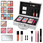 Makeup Kit for Teenager & Women Full Kit, All in One Makeup Set With The Small Cosmetic Train Case, Professional Makeup Kit, Makeup Gift Set for Women Girls (silver)