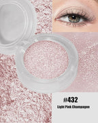 Single Glitter Eyeshadow, Shimmer Glitter Eye Shadow Champagne Light Glow Palette Makeup, High Pigment Waterproof Sparkly Pressed Eye Shadows Powder with Lightweight, Blendable for Daily Eye Look-432