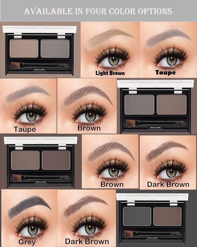 Eyebrow Powder Makeup Kit,2 Colors Waterproof Eye Brow Powder Makeup Palette Long-Lasting for Women,Taupe Brown Brow Fill&Sculpt Natural Eyebrow Contour for Sparse Brow with Brow Brush &Razor-02