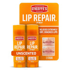 O'Keeffe's Lip Repair Unscented Lip Balm for Dry, Cracked Lips - Stick (Twin Pack) - Moisturizer for Very Dry Lips