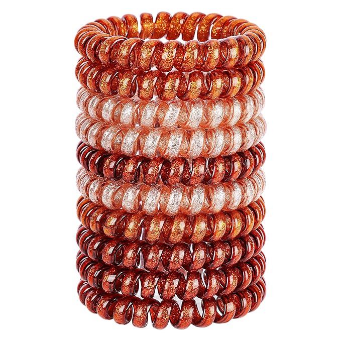 JessLab Spiral Hair Ties for Women, 10-Pack Traceless No-Damage Ponytail Holders, Coils Hair Bands for Girls, Assorted Colors