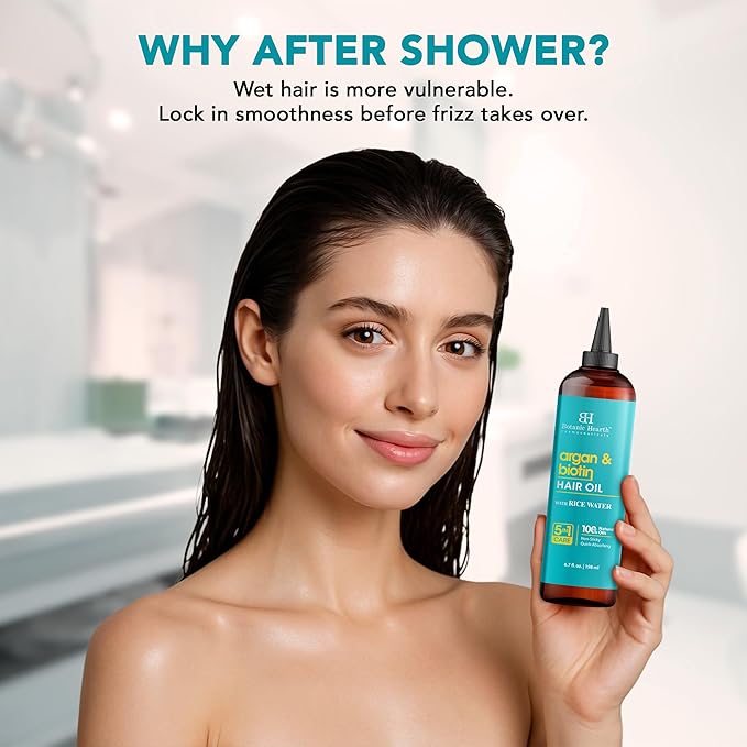 Botanic Hearth Hair Oil for Hair Growth | Strengthening Dry, Frizzy, Damaged Hair & Scalp Treatment | No Parabens or Harmful Sulfates | All Hair Types | Argan & Biotin Hair Oil - 6.7 Fl Oz