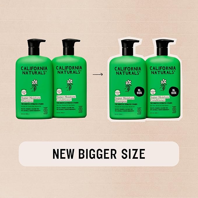 California Naturals Moisture Shampoo and Conditioner for Dry, Damaged Hair, Hair Care Bundle for Women and Men, Natural, Vegan, Cruelty, Silicone, Paraben, and Sulfate Free, Color Safe, 20 fl oz