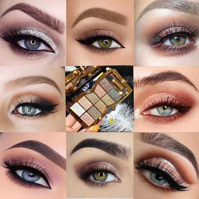 Glitter Eyeshadow Palette, 10 Colors Sparkle Shimmer & Matte Eye Shadow Highly Pigmented Waterproof Long Lasting Makeup Set (Color 6)