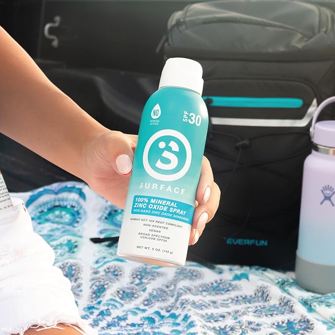 Surface Mineral Sunscreen Spray SPF 30 for Body, Lightweight Non-Nano Zinc Oxide Formula, Reef Friendly, Broad Spectrum UVA UVB Protection, Water Resistant Sun Care for 80 Minutes Outdoor Use, 5oz