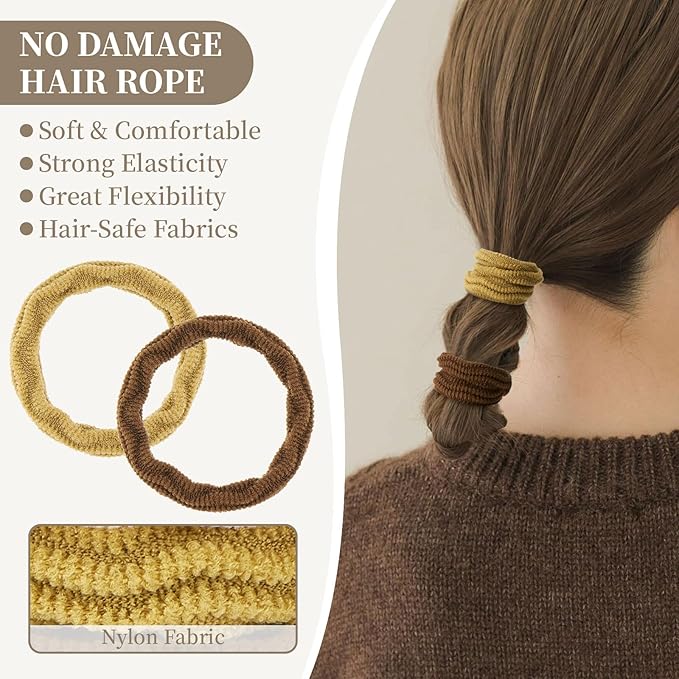 10 Pcs No Damage Hair Ties Thick Hair Elastic Rubber Bands Hair Accessories Scrunchies Seamless for Women