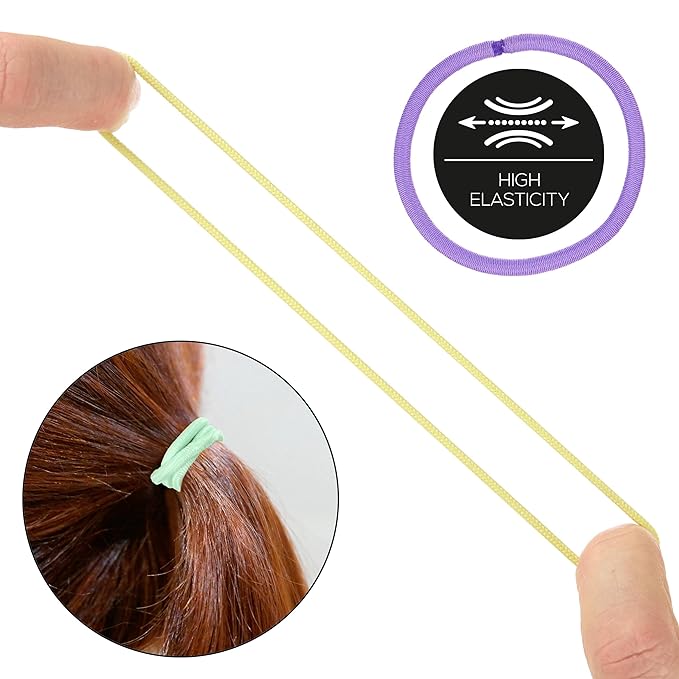 Expressions 216-Piece Hair Ties, 4mm Pastel Colors Value Pack, Durable Ponytail Holders For Thick Hair, Curly Hair and All Hair Types