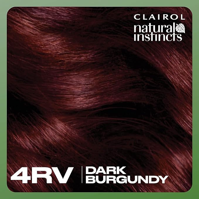 Clairol Natural Instincts Demi-Permanent Hair Dye, 4RV Dark Burgundy Hair Color, Pack of 1