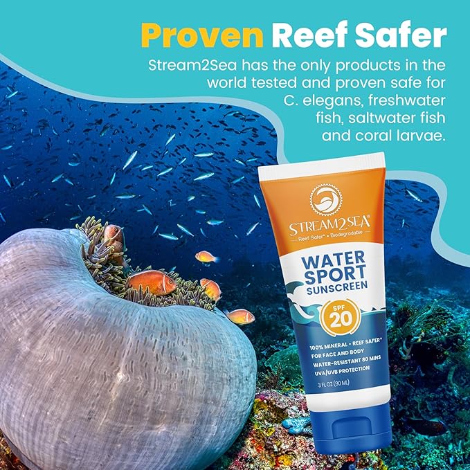 STREAM 2 SEA SPF 20 Biodegradable Mineral Sunscreen, 3 Fl oz Paraben Free Non Greasy and Moisturizing Reef Safe Sunscreen For Face and Body Protection Against UVA and UVB