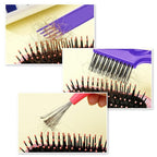 Boao 2 Pieces Hair Brush Cleaning Tool Comb Set Mini Hair Brush Dirt Remover with Metal Wire Rake for Removing Hair Dust Home and Salon Use(Pink and Purple)