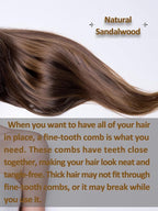 Green Sandalwood Teasing Hair Comb - Anti Static Fine Tooth Wooden Styling Brush for Smoothing, Detangling & Volumizing Thin/Fine Hair (No Handle)