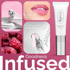 Tinted Lip Balm for Dry, Chapped Lips, Hydrating Vegan Lip Care with Sheer Color & Moisturizing Glow – Non-Sticky Nourishing Lip Treatment for Soft, Smooth Lips (Raspberry 10ml)