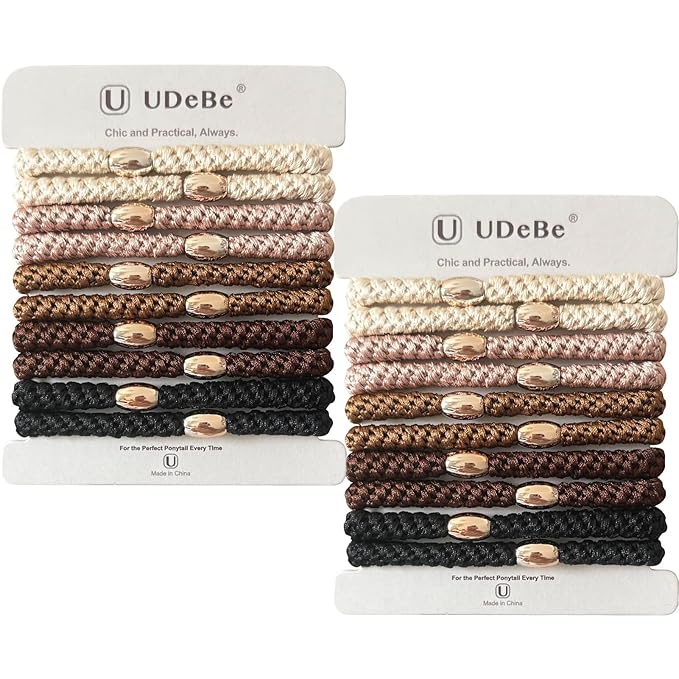 Hair Ties for Thick Hair,20PCS No Damage, Braided Elastics Hair Bands Ponytail Holders for Women