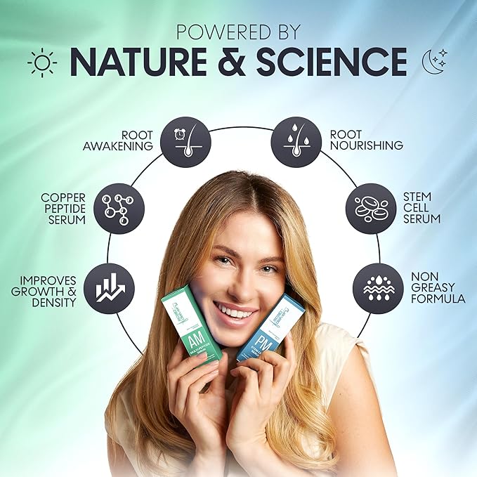 AM/PM Hair Growth Serums for Women & Men – Redensyl Capixyl Procapil GHK-CU Multi-Peptide & Stem Cell Formula| DHT Blocker Topicals | Regrowth Treatment | Hair Loss Support Bundle | Follicle Spray