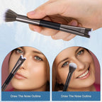 2-In-1 U-Shaped Nose Contour Brush, Contour Nose Brush, Nose Contouring Brushes, Contours Brushes for Makeup (Black,1 Pcs)