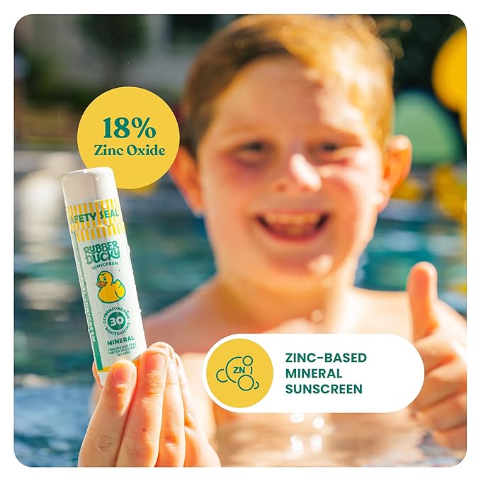 Rubber Ducky- SPF 30 Mineral Face Sunscreen Stick, Water Resistant, Moisturizing & Broad Spectrum Sunscreen Face Stick, Sun Skin Protection with Vitamin E, Mini Travel Size Sunblock, 0.6 oz