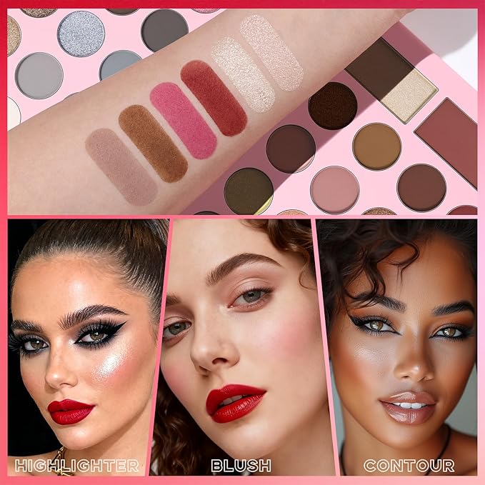 UCANBE 86 Colors Makeup Palette with 15PCS Brushes Set, Matte Glitter Eyeshadow, Highlighter, Blush & Contour All in One – Vibrant, Neutral & Smoky Shades – Valentine’s & Birthday Holiday Gift Set