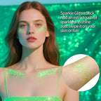 MEICOLY Light Green Body Glitter Stick,Green Accessories for Spirit Week,Alien Face Glitter,Hair Glitter for Women,Irish St Patricks Day Accessories,Festival Mermaid Chunky Makeup for Mardi Gras