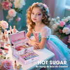 Hot Sugar Makeup Kit for Teens with Unicorn Train Case, Portable Beginner Makeup Gift Set, Makeup Beauty Kit for Girls