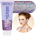 MEICOLY Chameleon Purple Hair Glitter,Halloween Chunky Face Body Glitter,Mardi Gras Accessories Outfits for Women,Color Changing Mermaid Face Glitter,Festival Glitter Makeup for Face Body Hair