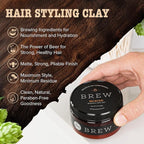 Brew Grooming Hair Styling Clay for Men - Matte Strong Hold Molding Pomade for Beard and Hair - Natural Ingredients Barley, Hops, Yeast - Paraben Free - Water Based for Smooth Finish 4 oz