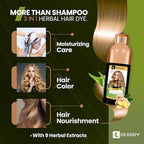 HERBBY Hair Color Shampoo for Gray Hair Coverage&Color Transform with 9 Herbal Extracts –Long Lasting(6-8 Weeks),Shiny,Evenly Colored,Instant Hair Dye Shampoo&Conditioner, 500 Ml (BLONDE BROWN COLOR)