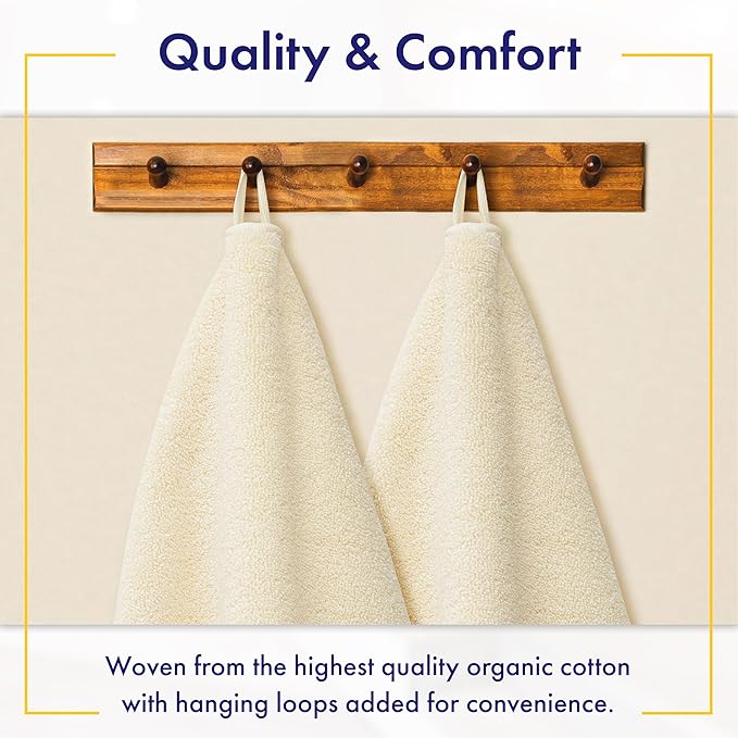 100% Organic Luxury Bath Sheets - GOTS Certified - Extra Large 35x70 Inches (Pack of 2) Zero-Twist, Long-Staple Cotton Bath Sheet Set (Papyrus)