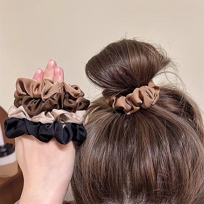 24 Pcs Satin Silk Scrunchies – Soft Hair Ties for Women & Girls, Thick Elastic Ponytail Holders, Hair Bands & Wrist Bracelets, Assorted Colors Scrunchies Hair Ties Silk Satin Scrunchy Hair Accessories