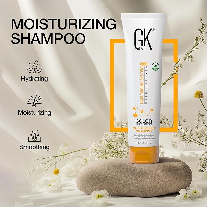 GK HAIR Global Keratin Moisturizing Shampoo (3.4 Fl Oz/100ml) for Hydrating Color Protection Dry Damage Curly Frizzy Thinning Color Treated Hair Repair Organic Paraben Sulfate Free All Hair Types