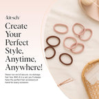 Kitsch Hair Ties No Damage - Strong, Stretchy Hair Bands | Soft Nylon Ponytail Holders, Snag-Free Rubber Bands, Perfect for Updos & Braids | Ideal Gifts for Women - Rosewood, 8pcs