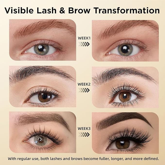 Eyelash & Eyebrow Growth Serum – 15 Plant Extracts for Longer, Denser & Fuller Lashes & Brows, Boosts Natural Hair Development,eyelash serum,Hypoallergenic Oil-Free,lash growth serum (PURE GOLD)